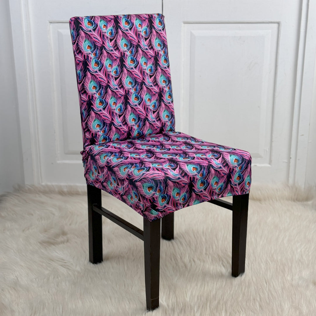Pink Peacock Elastic Chair Covers